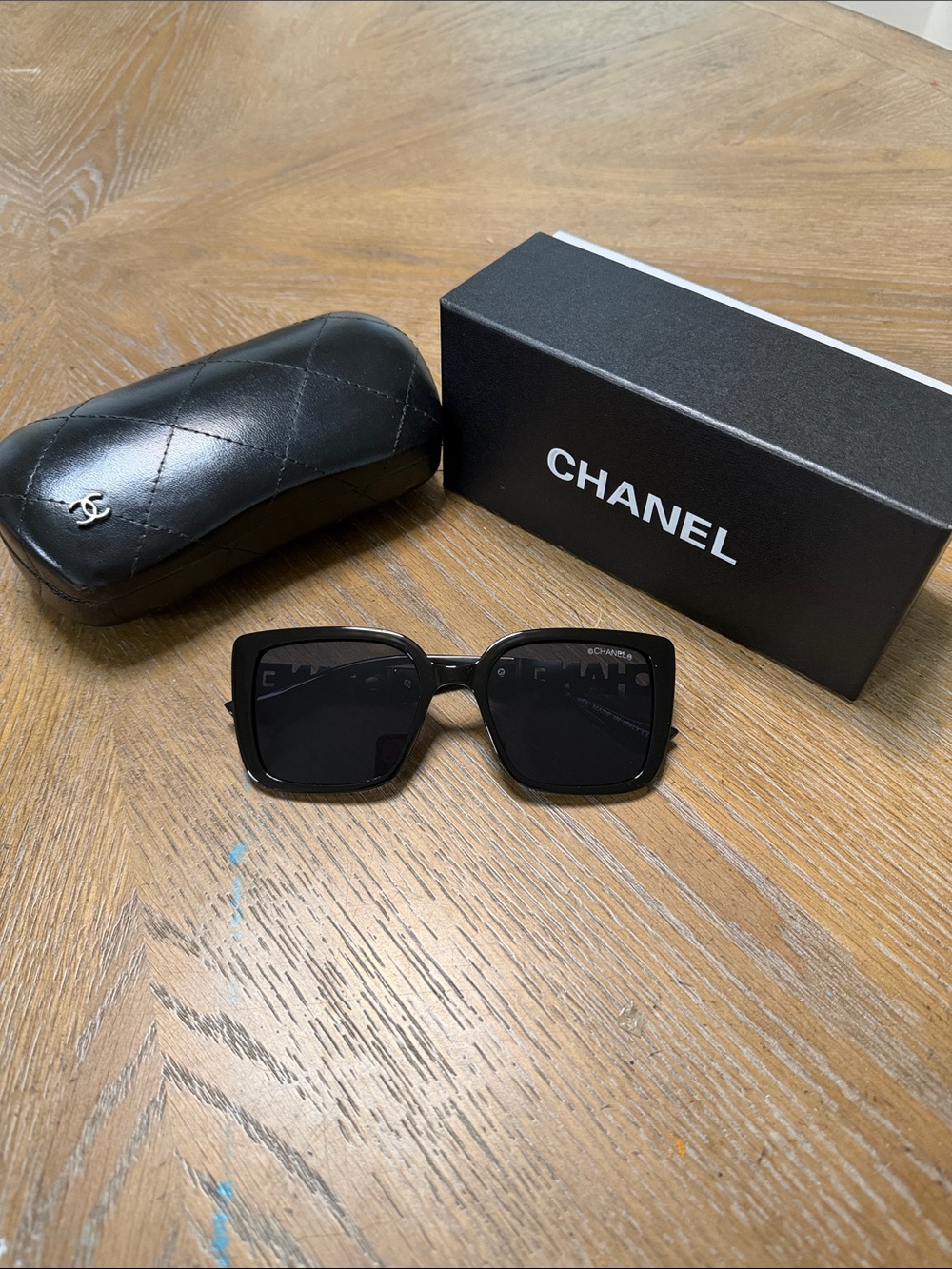 CHANEL Black Square Oversized Sunglasses